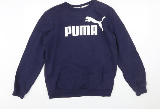 Puma Boys Blue Crew Neck Pullover Sweatshirt 15-16 Years Logo Print