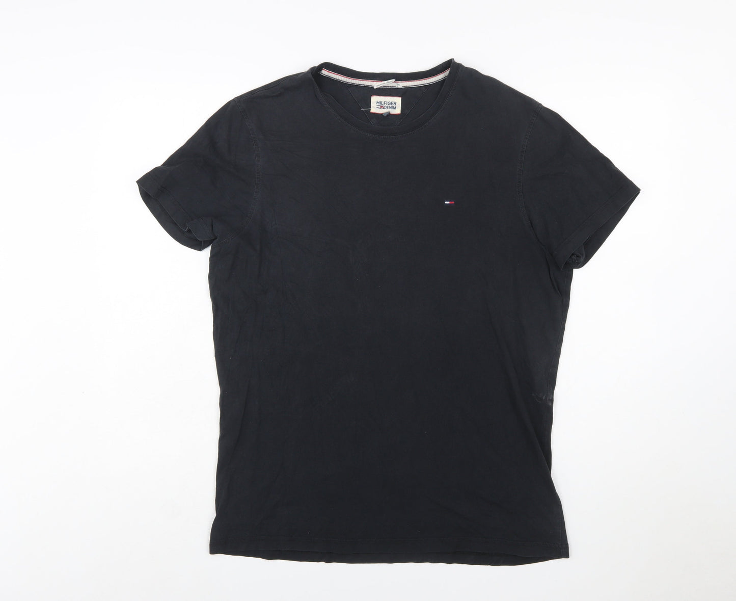 Hilfiger Denim Men's Black Cotton Crew Neck T-Shirt Size L