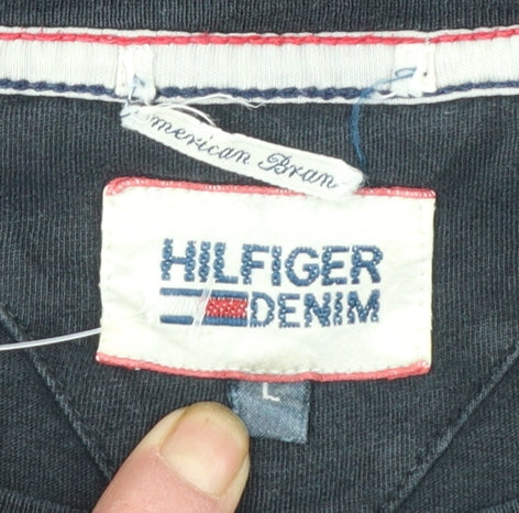 Hilfiger Denim Men's Black Cotton Crew Neck T-Shirt Size L