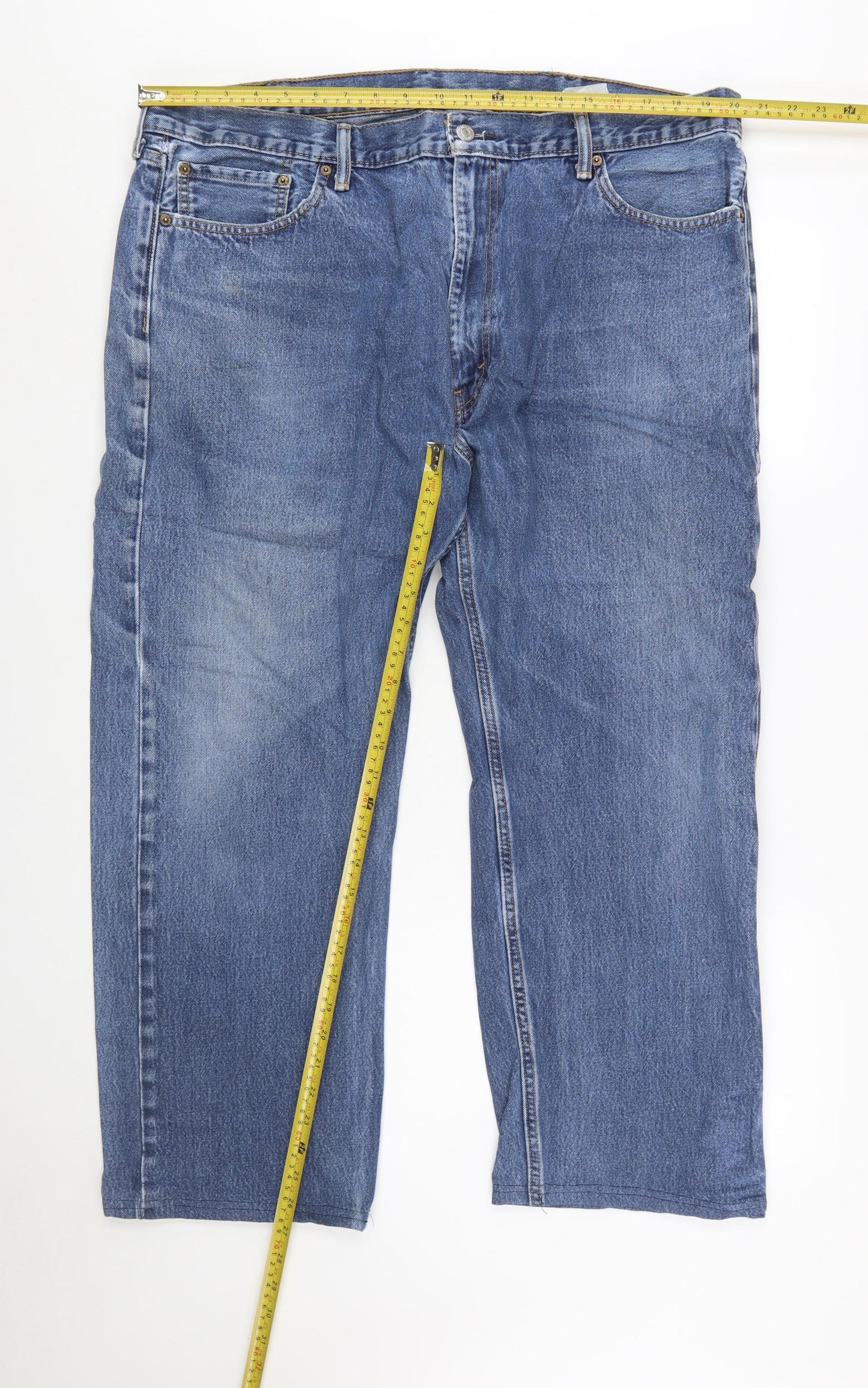 Levi's 505 Men's Blue Denim Jeans 44W 30L Straight Fit Cotton