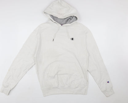 Champion Men’s White Pullover Hoodie Small Fleece Logo Athleticwear
