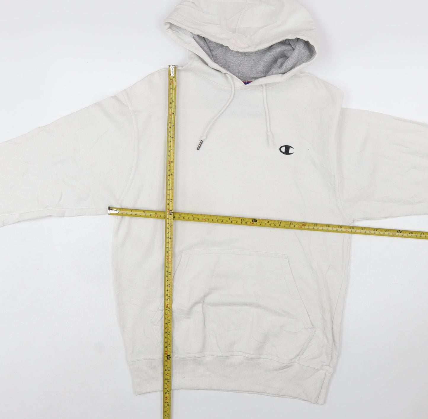 Champion Men’s White Pullover Hoodie Small Fleece Logo Athleticwear