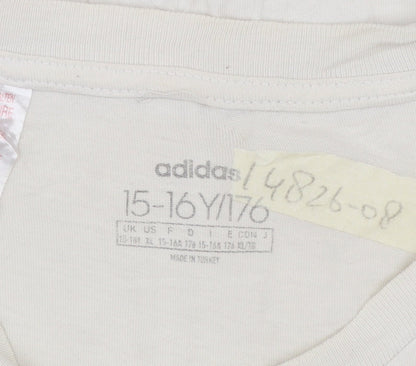 Adidas Boys White 15-16 Years T-Shirt Short Sleeve Crew Neck Sports Top