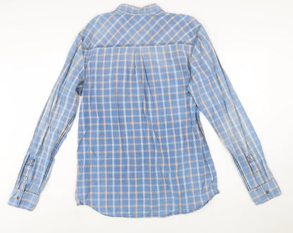 Hilfiger Denim Men's Blue Check Long Sleeve Button-Up Shirt 2XL