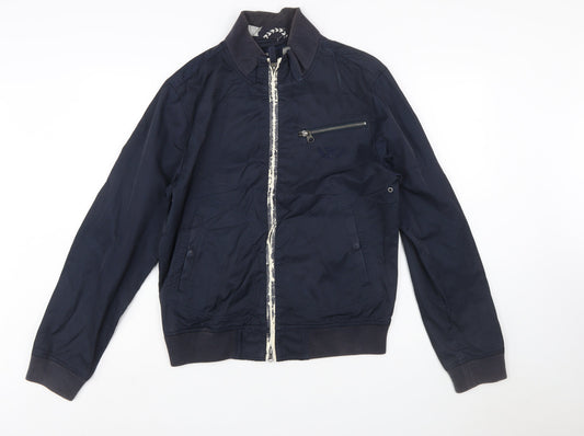 Armani Jeans Men's Blue Bomber Jacket Size M Stand-Up Collar