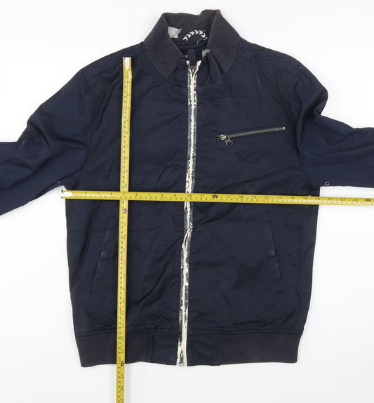 Armani Jeans Men's Blue Bomber Jacket Size M Stand-Up Collar