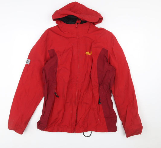 Jack Wolfskin Boys Red Hooded Waterproof Parka Jacket Size 176