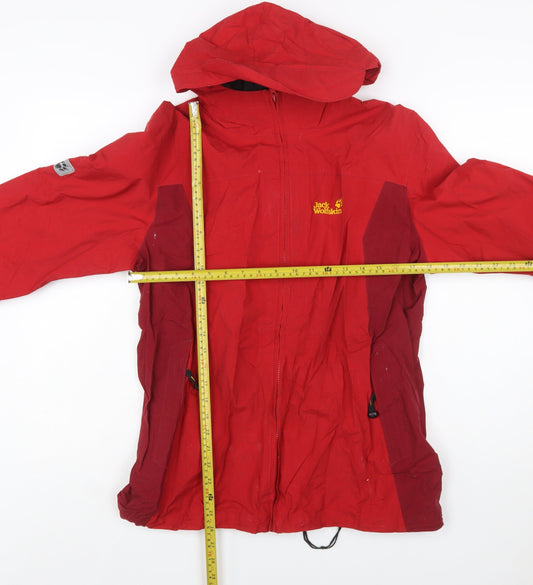 Jack Wolfskin Boys Red Hooded Waterproof Parka Jacket Size 176