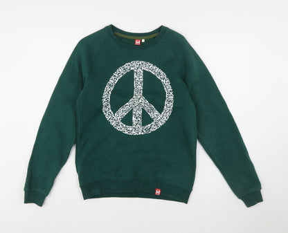 Mlabbas Womens Green Peace Graphic Pullover Sweatshirt XS