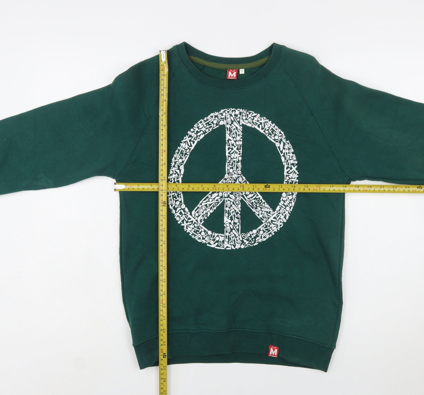 Mlabbas Womens Green Peace Graphic Pullover Sweatshirt XS