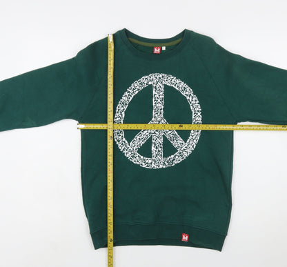 Mlabbas Womens Green Peace Graphic Pullover Sweatshirt XS