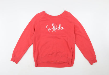 Sfida Women Red Crew Neck Pullover Sweatshirt Size 14