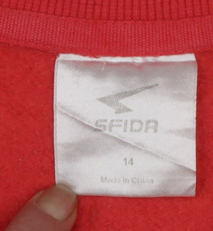 Sfida Women Red Crew Neck Pullover Sweatshirt Size 14