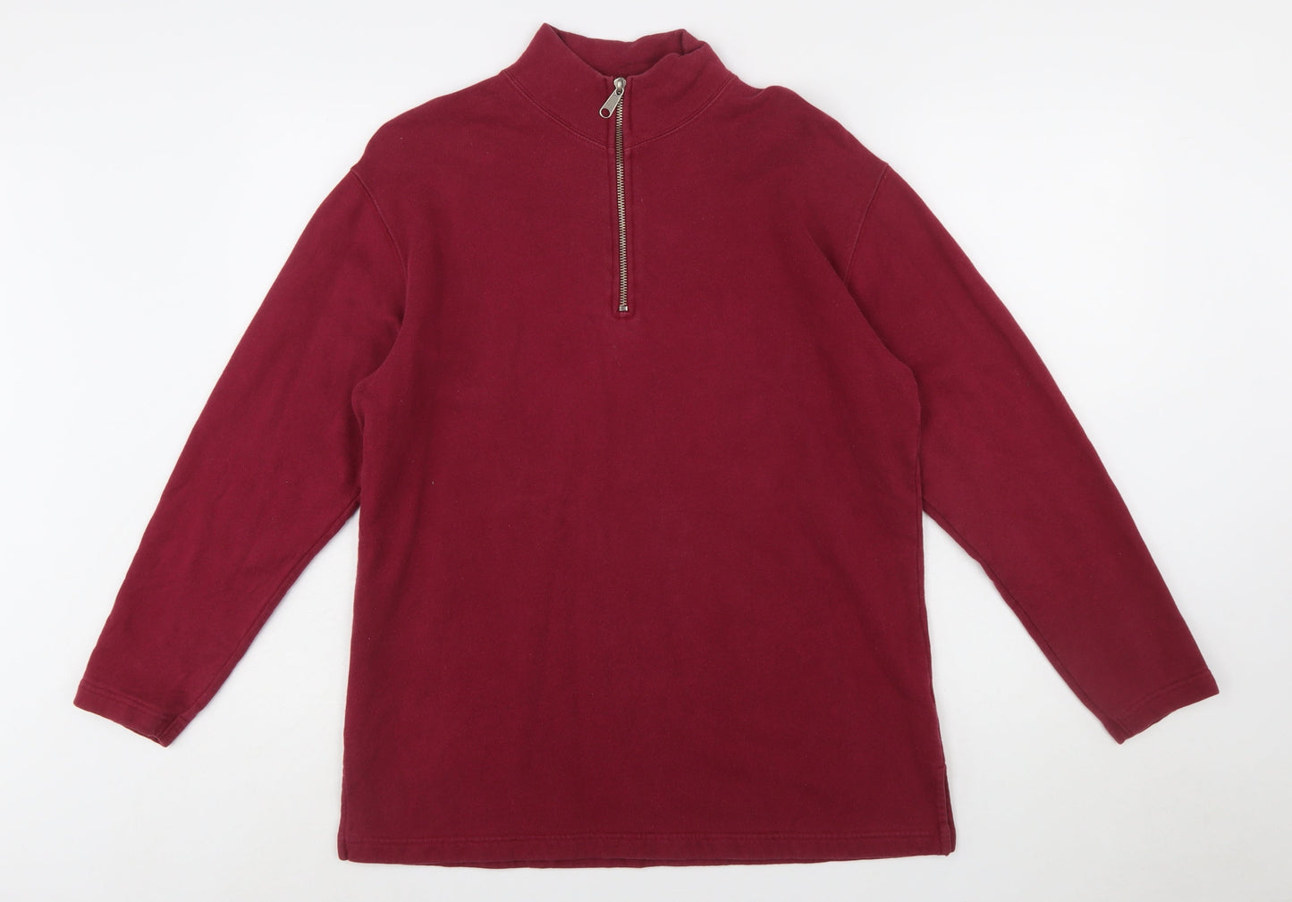 Eddie Bauer Womens Burgundy 1/4 Zip Cotton Sweatshirt Size S