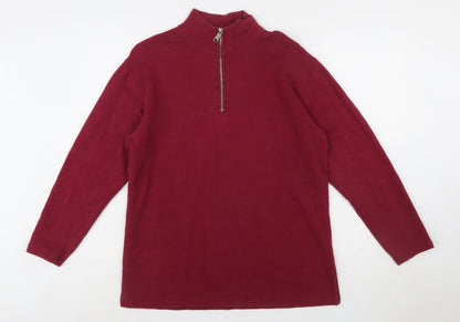 Eddie Bauer Womens Burgundy 1/4 Zip Cotton Sweatshirt Size S
