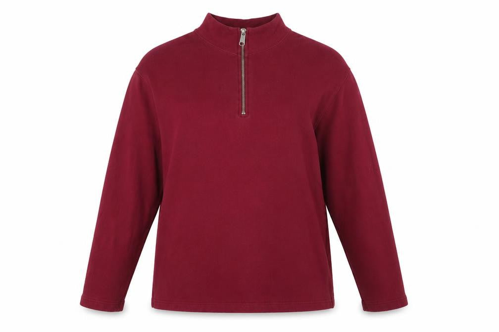 Eddie Bauer Womens Burgundy 1/4 Zip Cotton Sweatshirt Size S