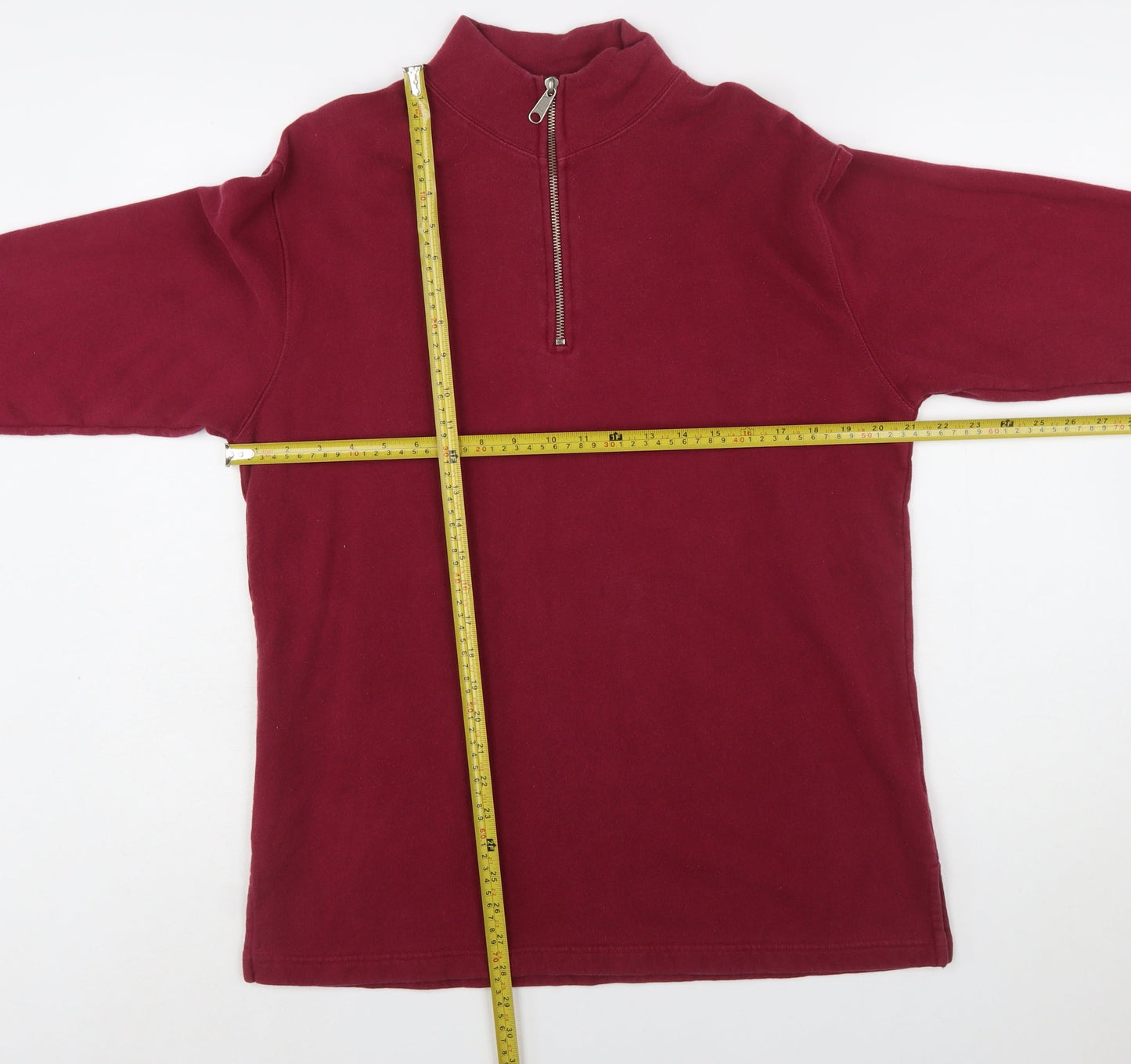 Eddie Bauer Womens Burgundy 1/4 Zip Cotton Sweatshirt Size S