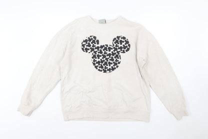 Disney Primark Women Beige Mickey Mouse Pullover Sweatshirt Size S