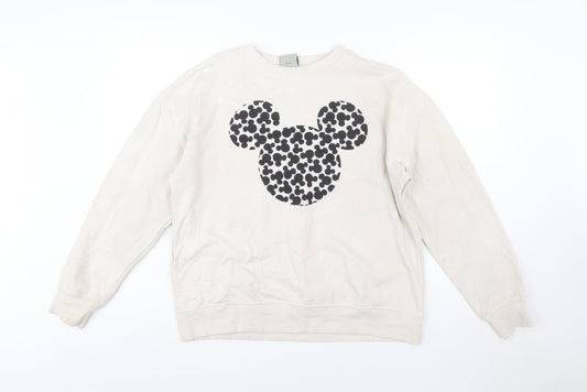 Disney Primark Women Beige Mickey Mouse Pullover Sweatshirt Size S