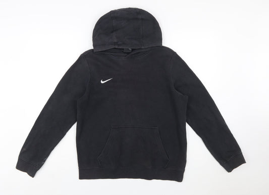 Nike Boys Black XL Pullover Hoodie – Classic Relaxed Fleece Sweatshirt