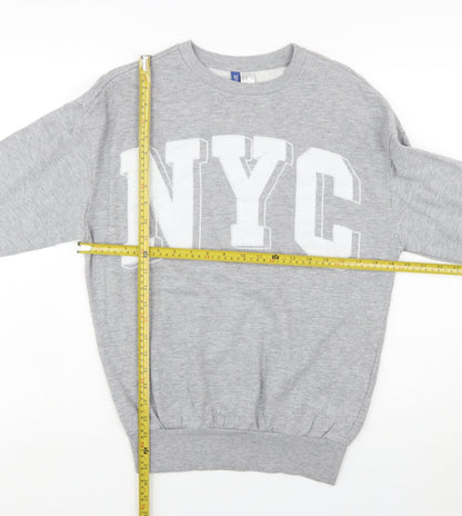 H&M Divided Women's Grey NYC Sweatshirt XS Cotton Blend Casual