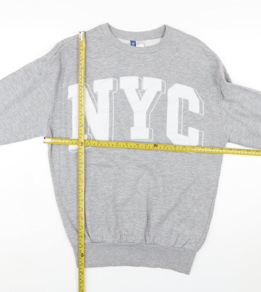 H&M Divided Women's Grey NYC Sweatshirt XS Cotton Blend Casual