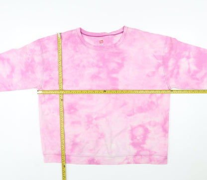 Hanes Women Pink Tie Dye Pullover Sweatshirt XL Cotton Casual