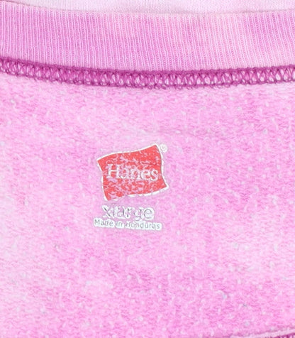 Hanes Women Pink Tie Dye Pullover Sweatshirt XL Cotton Casual