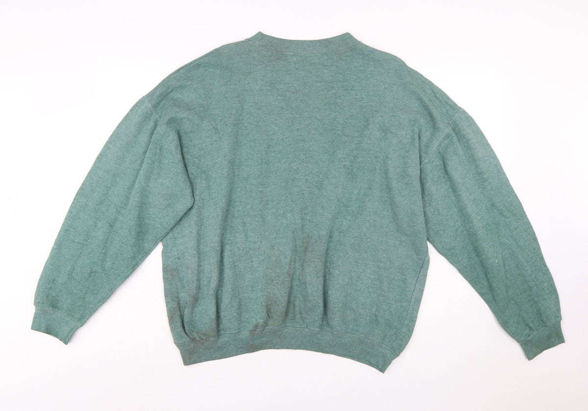 Lee Cooper Men's Green Crew Neck Pullover Sweatshirt L