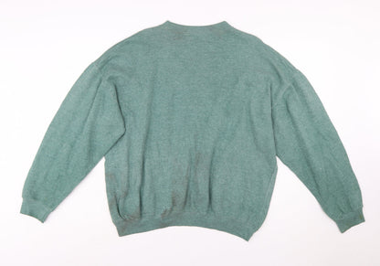 Lee Cooper Men's Green Crew Neck Pullover Sweatshirt L