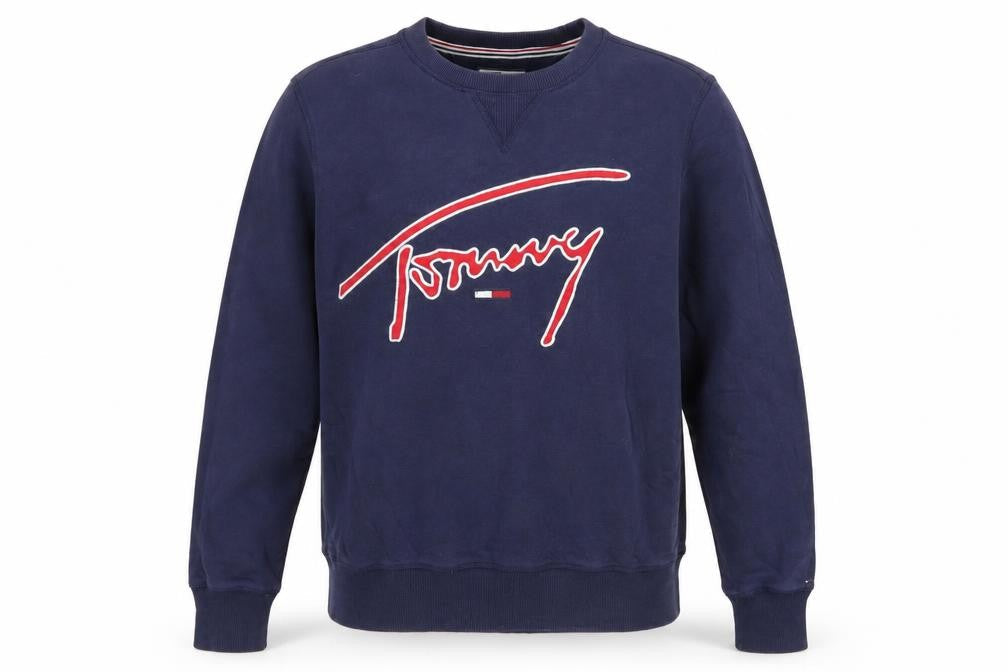 Tommy Hilfiger Men’s Blue Crew Neck Logo Pullover Sweatshirt Size S