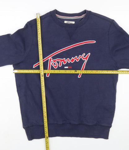 Tommy Hilfiger Men’s Blue Crew Neck Logo Pullover Sweatshirt Size S