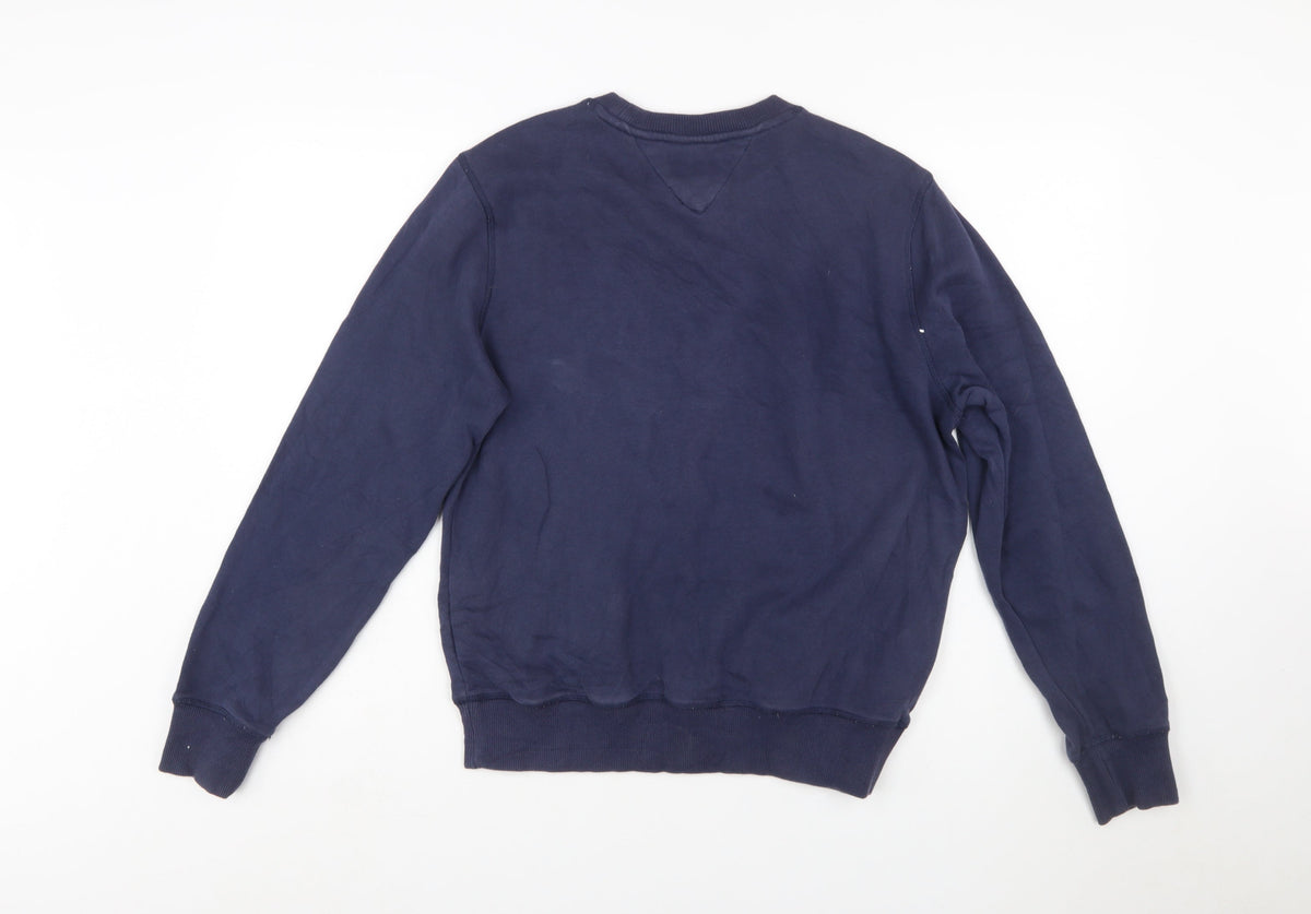 Tommy Hilfiger Men’s Blue Crew Neck Logo Pullover Sweatshirt Size S