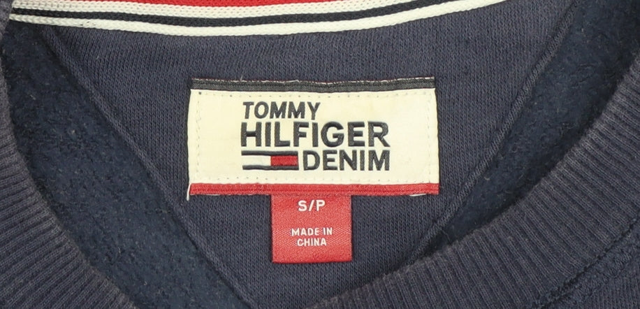 Tommy Hilfiger Men’s Blue Crew Neck Logo Pullover Sweatshirt Size S