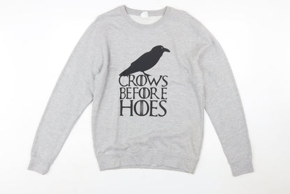 AWDis Men's Grey Graphic Pullover Sweatshirt Size S