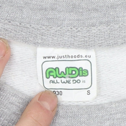 AWDis Men's Grey Graphic Pullover Sweatshirt Size S
