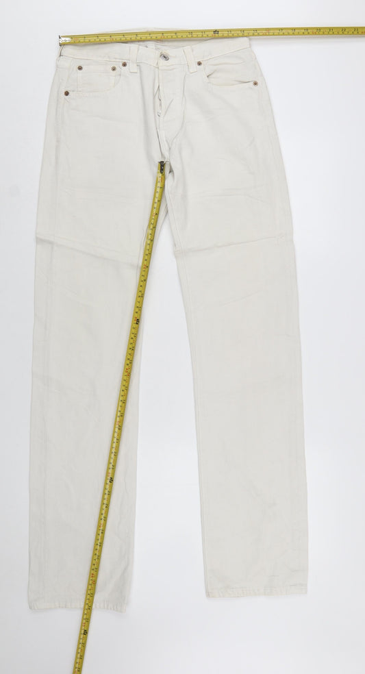 Levi's 501 Men's Ivory Straight Jeans 29x34 Cotton Denim