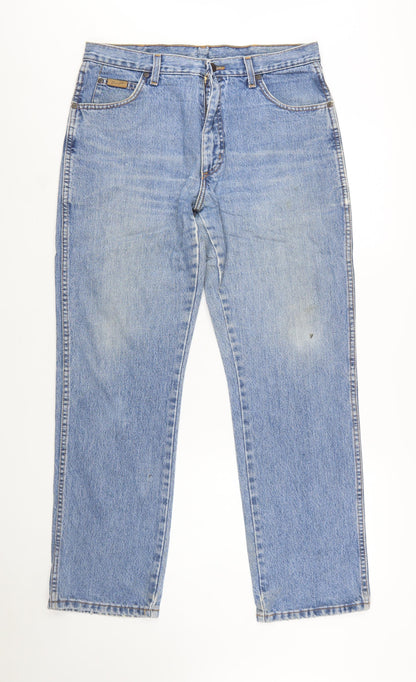 Wrangler Men's Blue Straight Denim Jeans 34x30 Mid Rise
