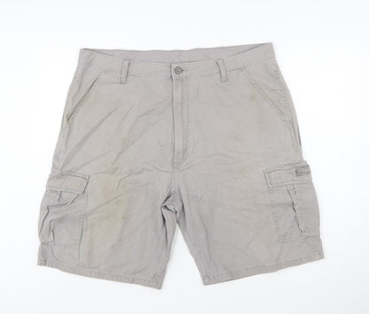 Wrangler Mens Grey Cargo Shorts 38 Regular Cotton Canvas Workwear