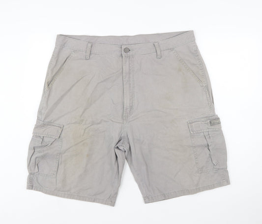 Wrangler Mens Grey Cargo Shorts 38 Regular Cotton Canvas Workwear