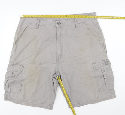 Wrangler Mens Grey Cargo Shorts 38 Regular Cotton Canvas Workwear