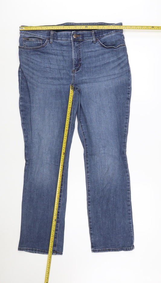 Lee Womens Blue Straight Leg Mid Rise Flex Motion Jeans Size 18