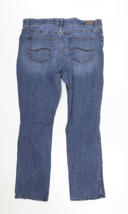 Lee Womens Blue Straight Leg Mid Rise Flex Motion Jeans Size 18