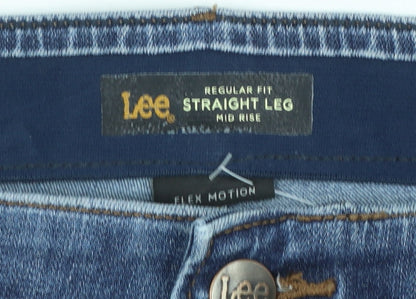 Lee Womens Blue Straight Leg Mid Rise Flex Motion Jeans Size 18
