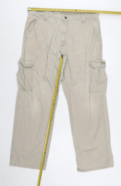 Wrangler Men's Beige Cargo Trousers 34W 30L 100% Cotton Regular Fit