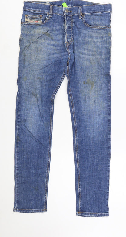 Diesel Men Blue Slim Straight Jeans Size 30 Medium Wash Denim