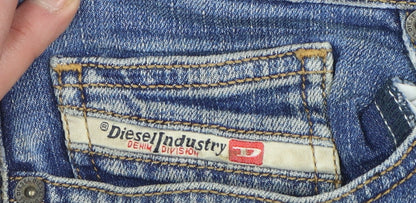 Diesel Men Blue Slim Straight Jeans Size 30 Medium Wash Denim