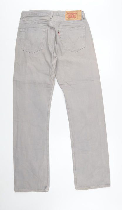 Levi's 501 Men's Grey Button Fly Straight Jeans W32 L34