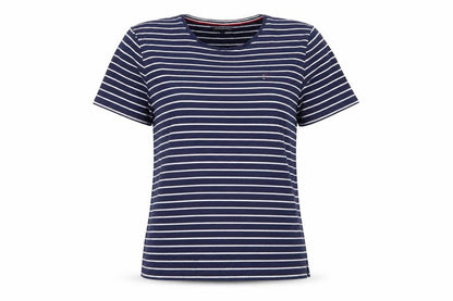 Tommy Hilfiger Women's Blue Striped Cotton T-Shirt L