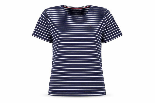 Tommy Hilfiger Women's Blue Striped Cotton T-Shirt L